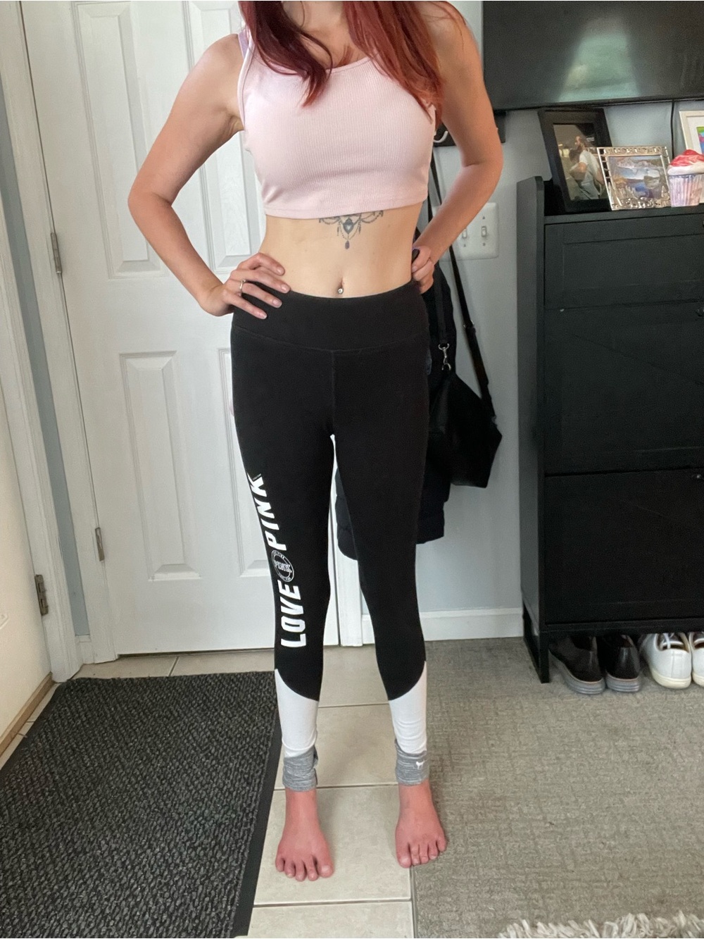 Victoria's Secret PINK Black Yoga Leggings with White Logo